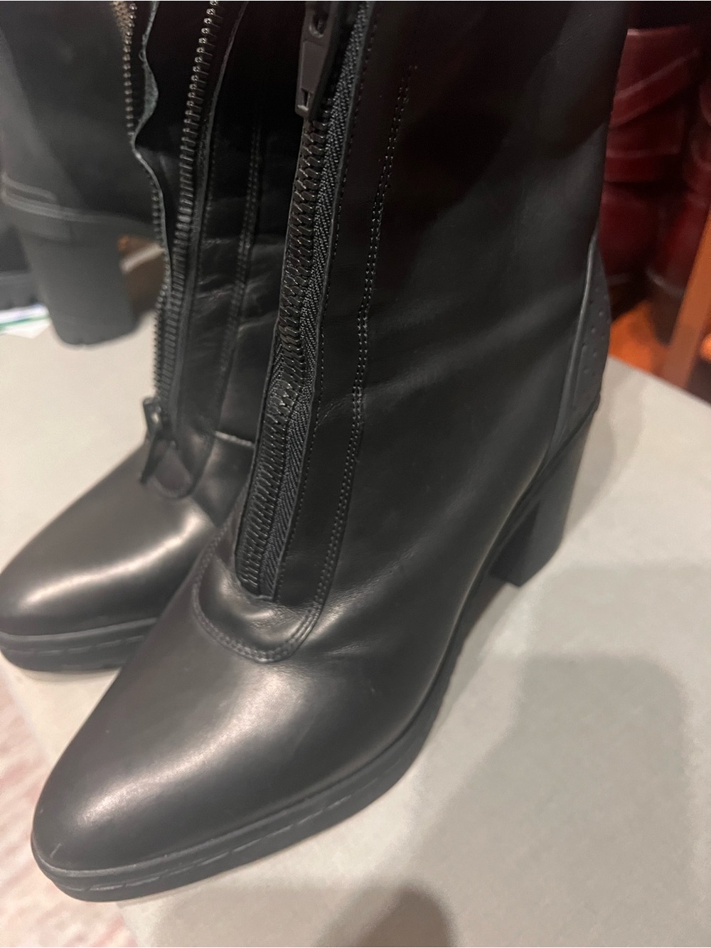 Alexander Wang Black Leather Front-Zip Ankle Booties